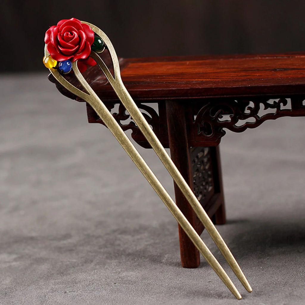 Ethnic Style Hairpin Chinese Hair Stick For Women Tassel Wooden Hair Clasp Chopstick Vinatge Tiara Pearl Floral Hair Bun Jewelry
