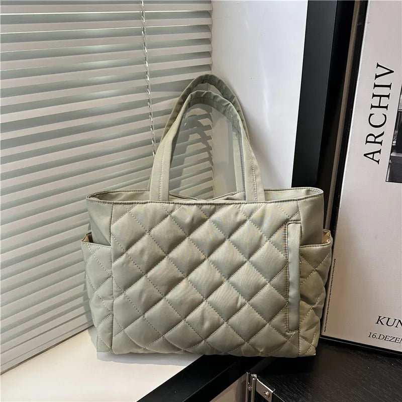 Rectangular Large Capacity Single Shoulder Bag for Commuting To Work Tote Bag in Korean Style Casual Handle Bag