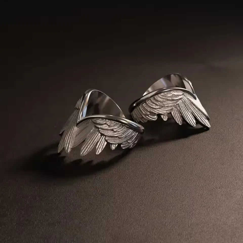 2025 Retro Angel Wings Ring For Women Girls Punk Gothic Adjustable Open Ring Handmade Designer Jewelry Accessories Gift