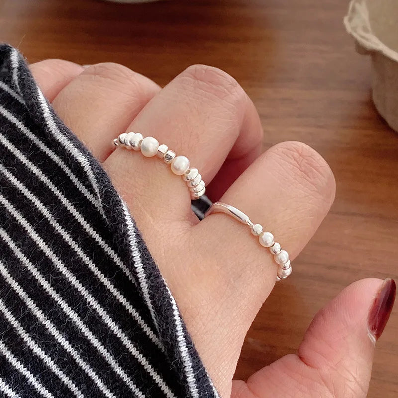 XIYANIKE Asymmetrical Beads Pearl Elastic Cord Rings For Women Girl Luxury Korean Fashion New Jewelry Gift Party кольцо ж