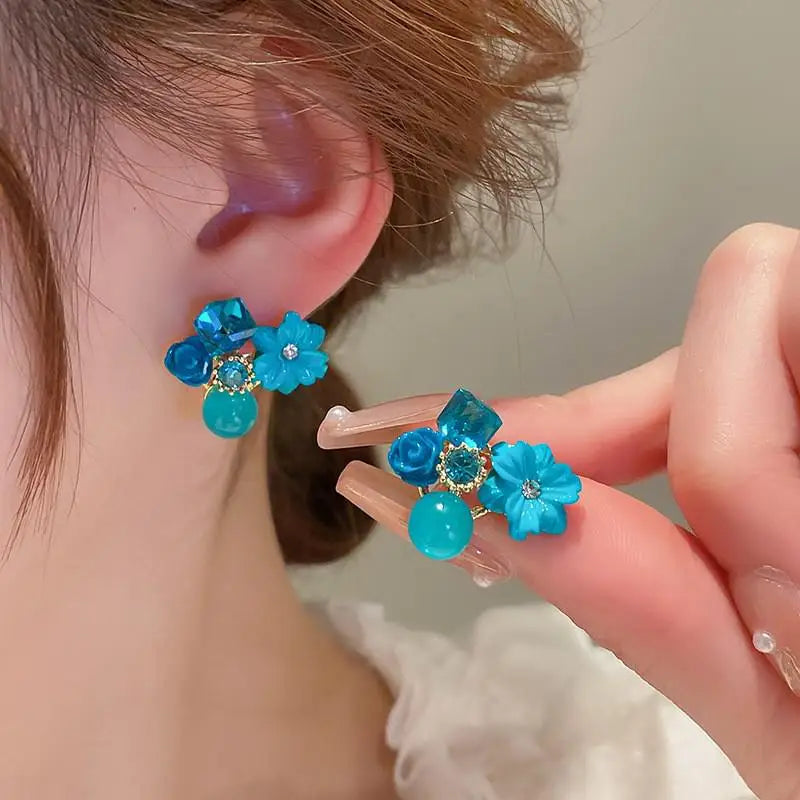 Green Crystal Butterfly Earrings