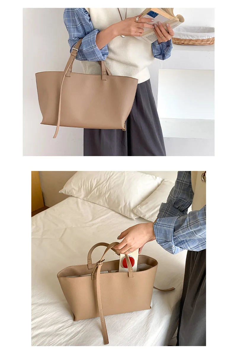 Casual Soft Tote Women Bag PU Leather Shoulder Bags for Women New High Quality Handbags and Purses Large Shopper Purses