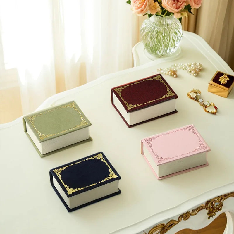 1PCS Flip Cover Book Shaped Jewelry Display Box Simple Earrings Ring Necklace Pendant Storage Box Portable Travel Jewelry Holder