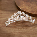 Simple Tiaras and Crown with Hair Combs for Little Princess Girls Kids Birthday Party Hair Jewelry Accessories Pearl Headpieces