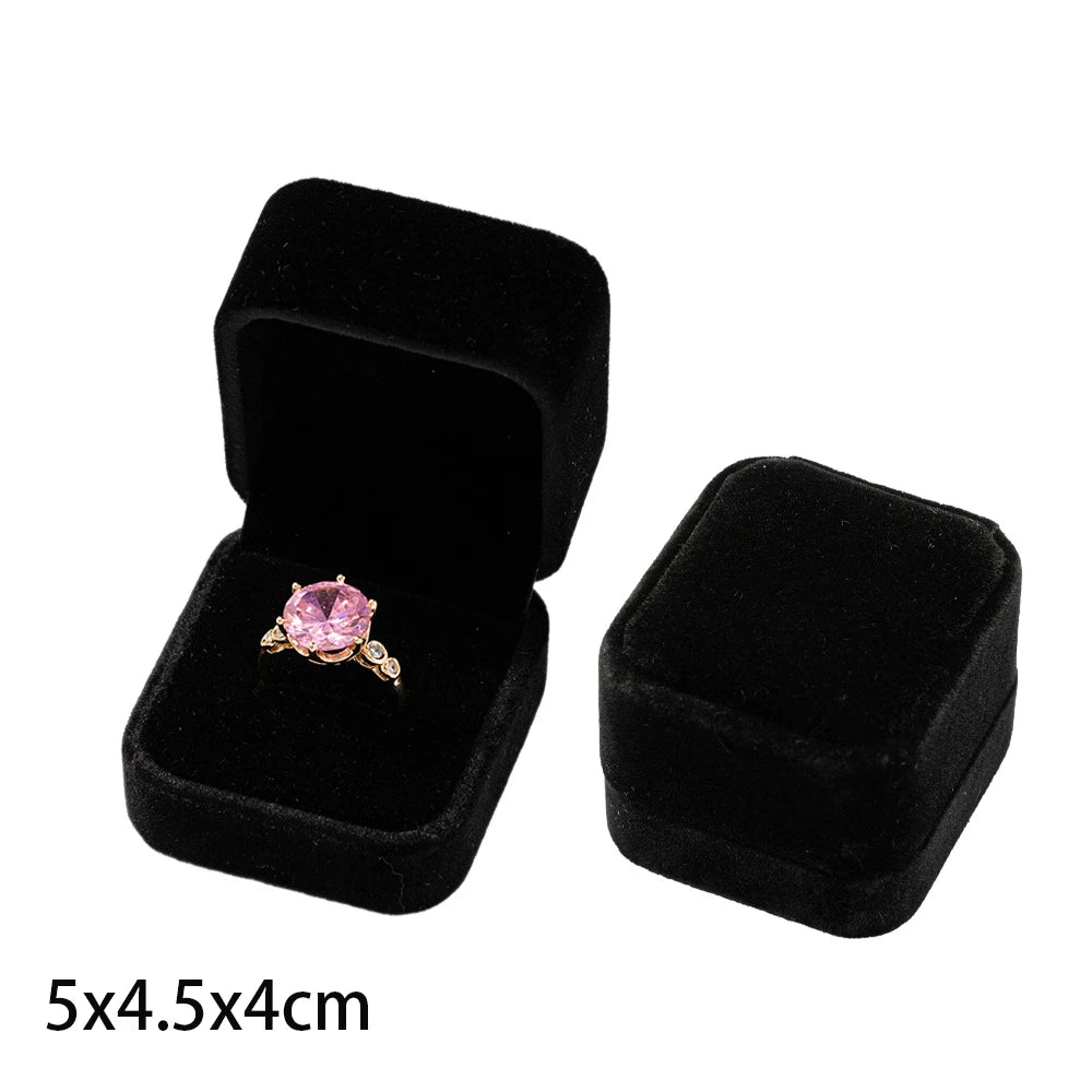 1Pcs Black Velvet Ring Boxes Holder For Proposal Wedding Engagement Earring Jewelry Counter Display Storage Box Wholesale