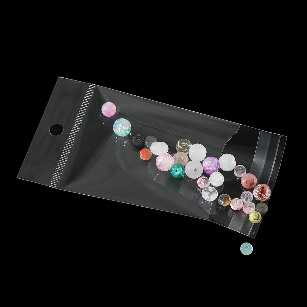 100pcs OPP Transparent Plastic Package Hanging Bag Self Adhesive Seal Gift Bag for Jewelry Display Retail Package Storage Bags
