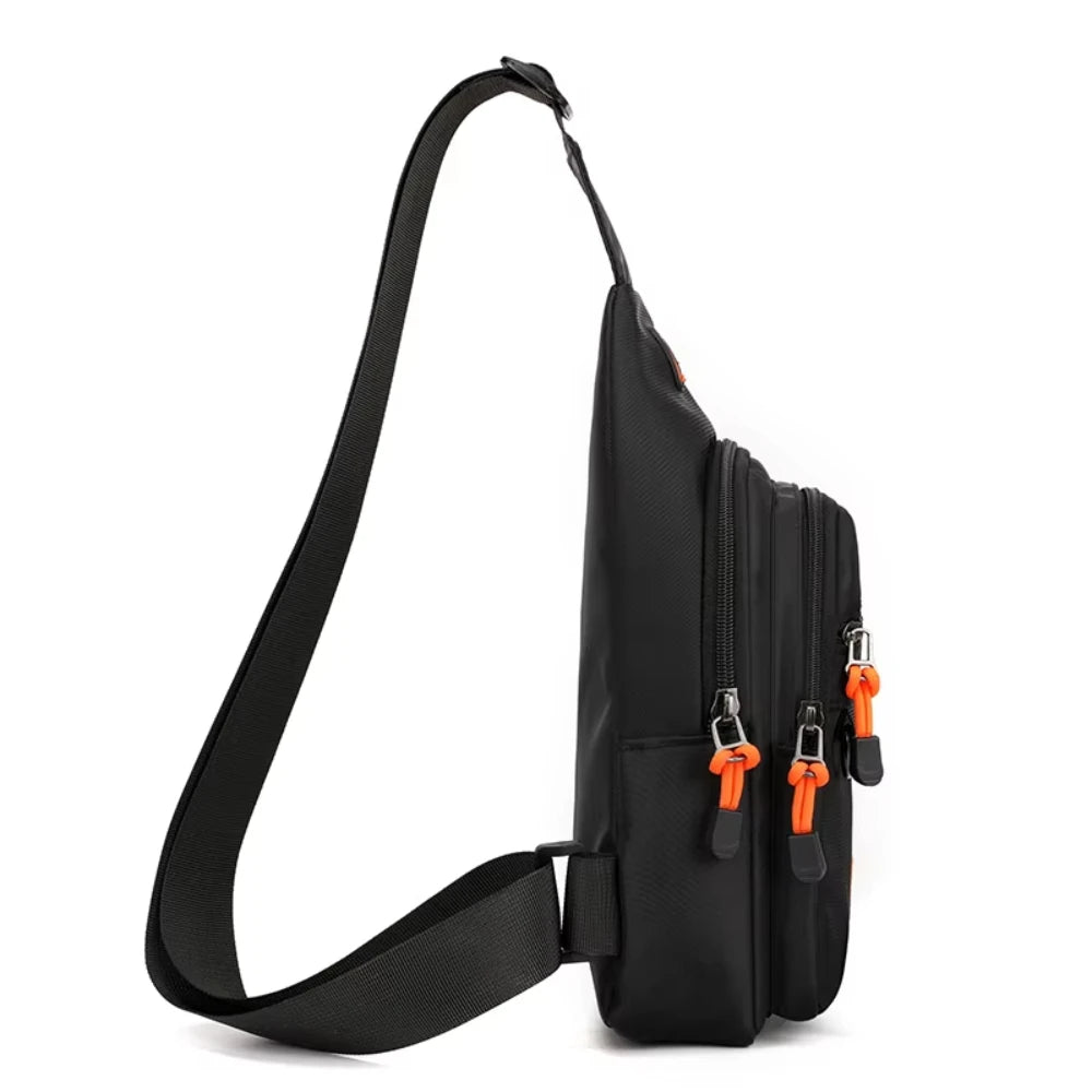 Casual Men's Crossbody Bag Oxford Cloth Waterproof Material Sports Fitness Chest Bag Cell Phone Change Documents Storage Bags