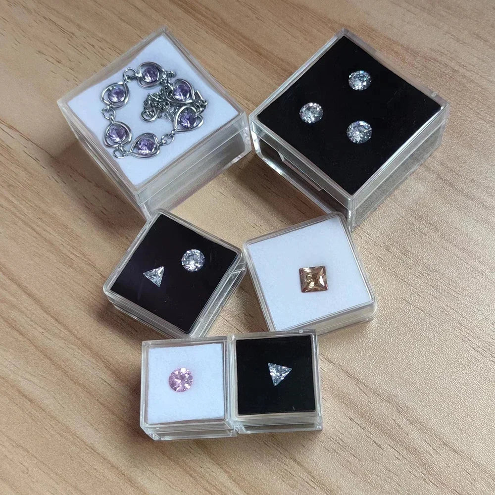 Clear Gem Storage Box Loose Diamond Organizer Pendant Beads Jewelry Combo Gift Case Square Gemstone Display Packaging Box