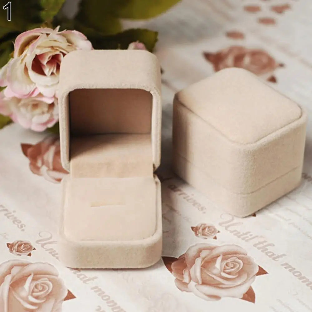 Jewelry Ring Display Case Earring Storage Organizer Square Lid Jewelry Packaging Open Box Gift