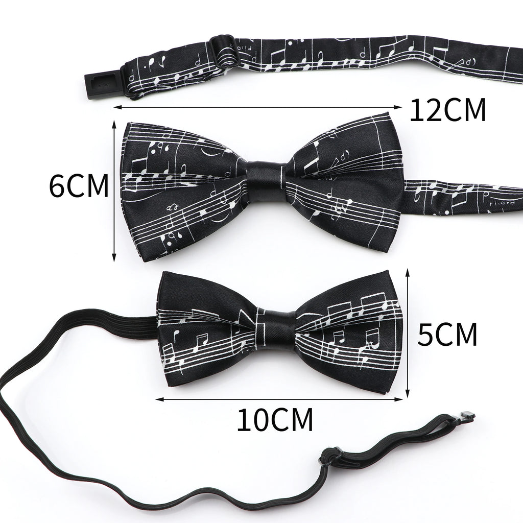 Novelty Musical Notes Printed Suspender Bowtie Sets For Men Kids Elastic Y-back Straps Butterfly Wedding Groomsman Accessory