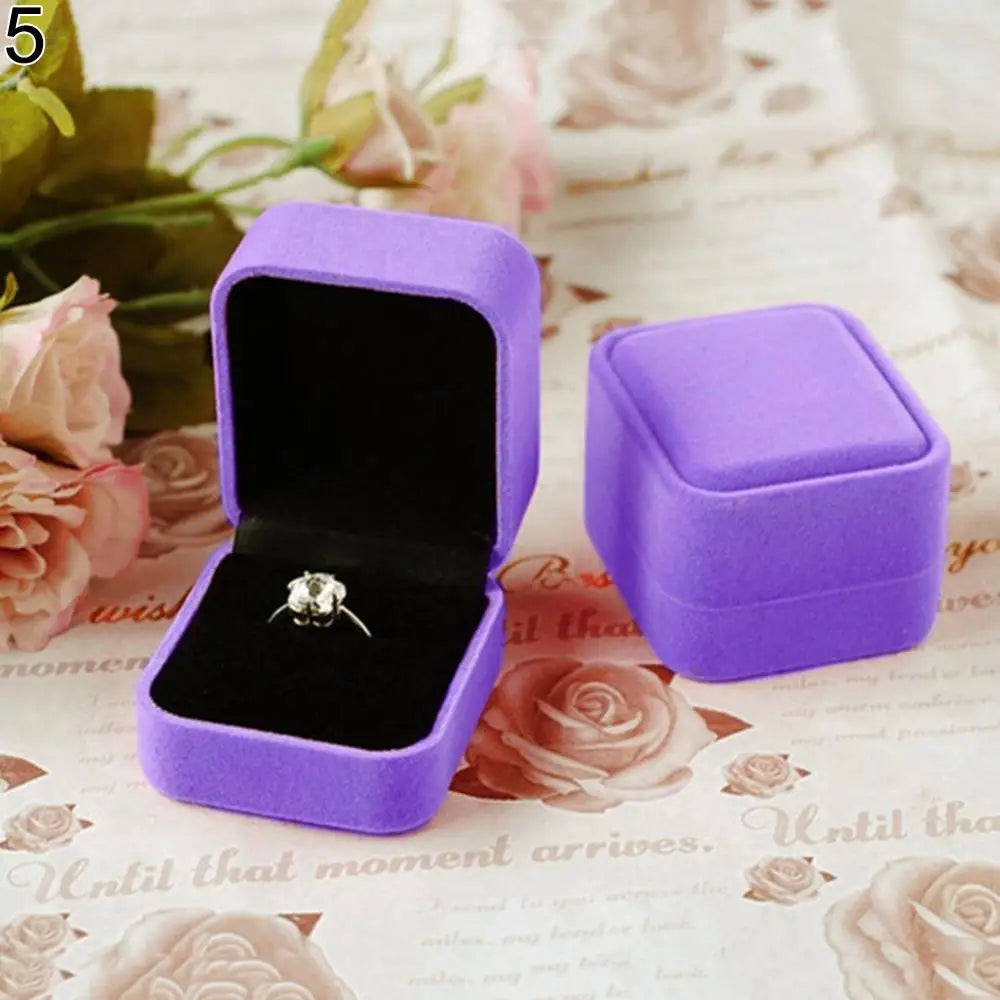 Jewelry Ring Display Case Earring Storage Organizer Square Lid Jewelry Packaging Open Box Gift