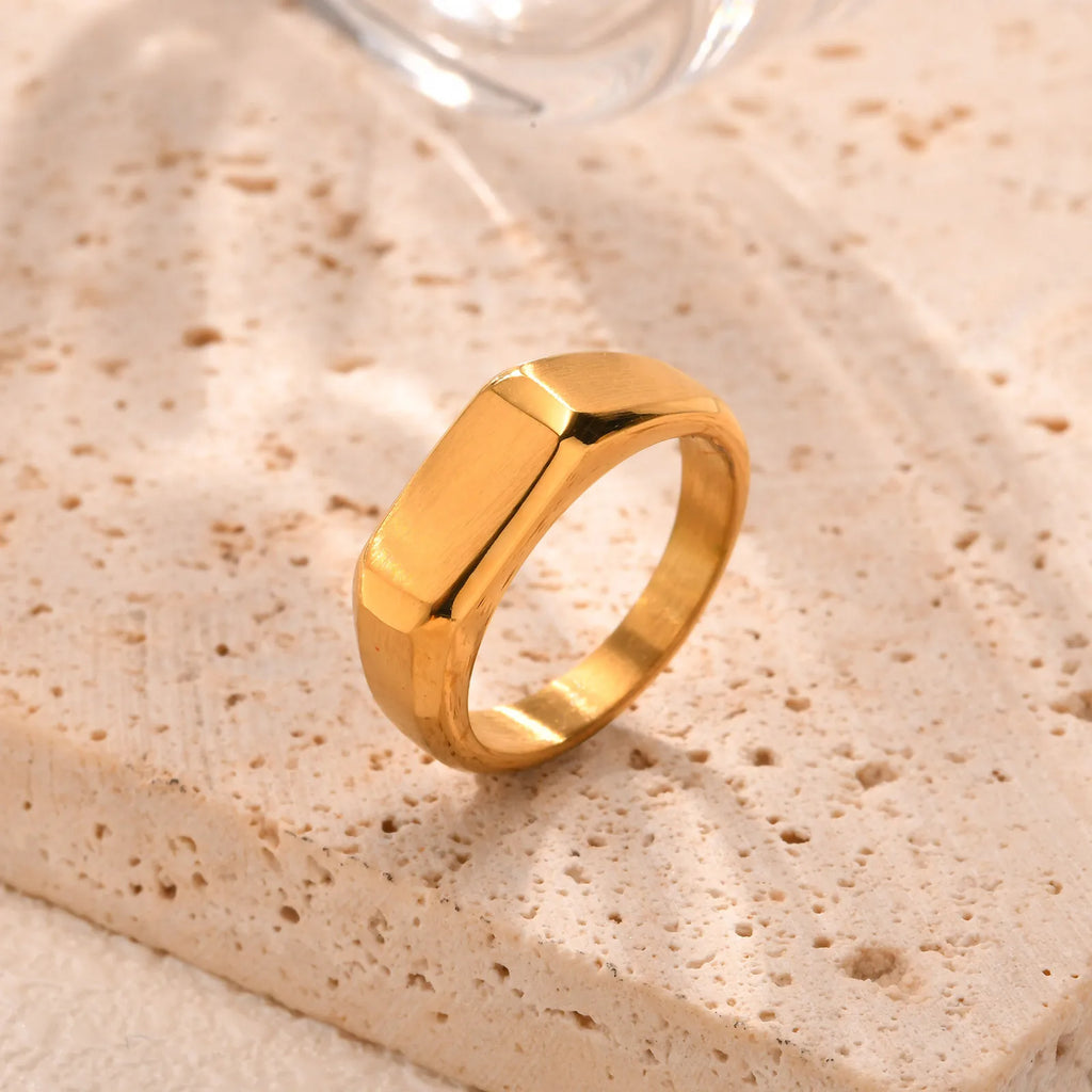 Stainless Steel Signet Ring for Men Women,Gold Silver Color Band Ring Pinky Ring Cool Finger Ring,Simple Jewelry Gift for Him