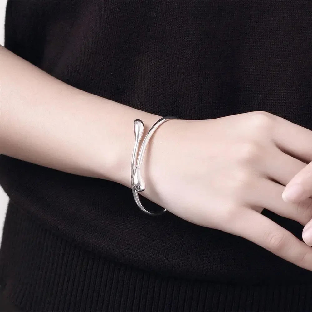 Charms 925 Sterling Silver Water drop Pendant bangle Bracelet necklace earring ring for women Fashion Party Jewelry set