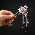 Vintage Hair Sticks Hairpins Chinese Hanfu Hair Accessories Flower Tassel Hair Forks Chopsticks Girls Party Headpiece Jewelry