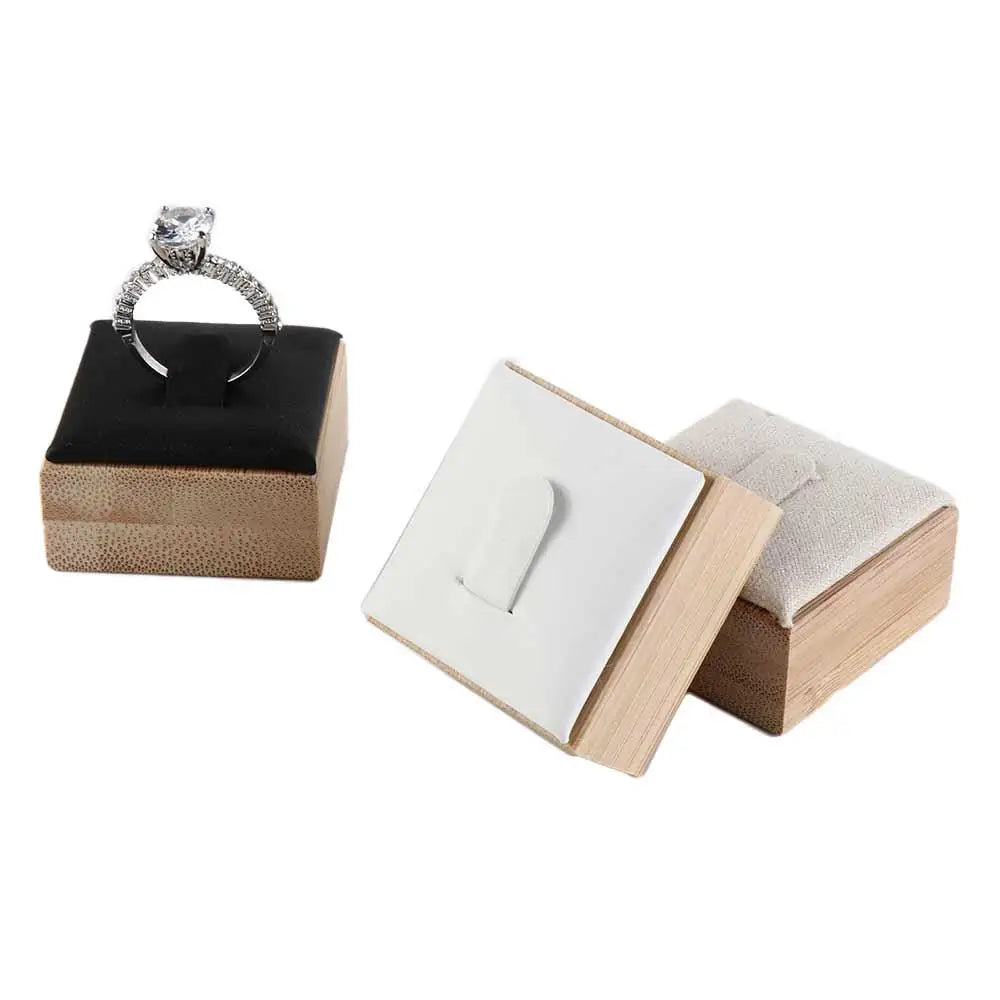 Ring Display Rack Small Travel Vintage Ring Holder Case Wedding Ring Box Wooden Jewelry Show Props Earrings Rings Organizer