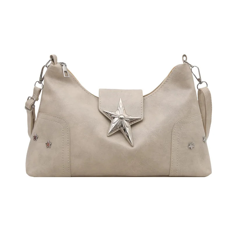 Punk Style Star Design Women Hobos Shoulder Bags Casual Y2k Cool Hot Girls Pu Crossbody Bag Commuter Female Phone Handbags Purse