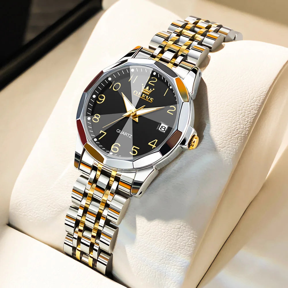 OLEVS 9931 Elegant Fashion Women's Watches Luxury Brand Original Quartz Watch for Ladies Waterproof Stainless Steel Luminous Dat