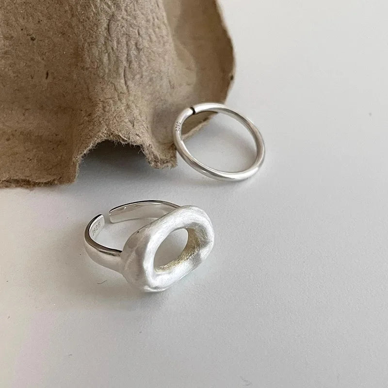 Korean Fashion Hollow Rings For Women Girls Geometric Silver Color Smiple Open Party Aesthetic Jewelry Gift Y2K Accessories