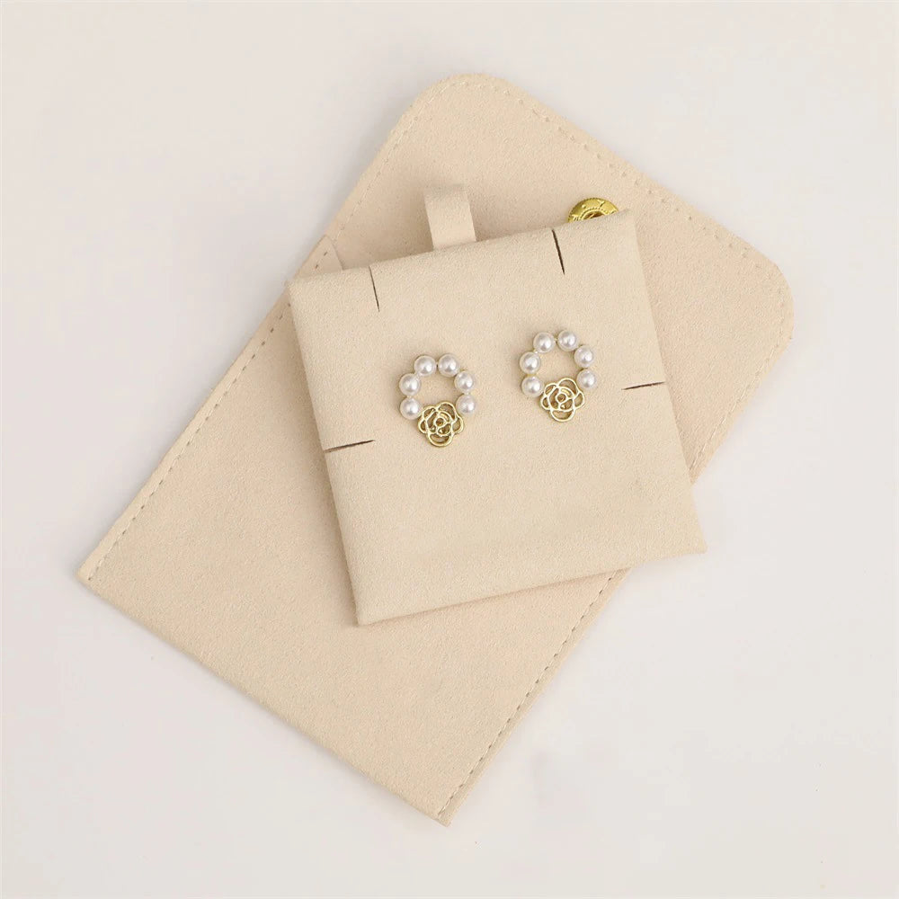 New Mini Jewelery Packaging Bags with Internal Card Necklace Ring Earrings Gift Storage Snap Button Envelope Organizer Pouch