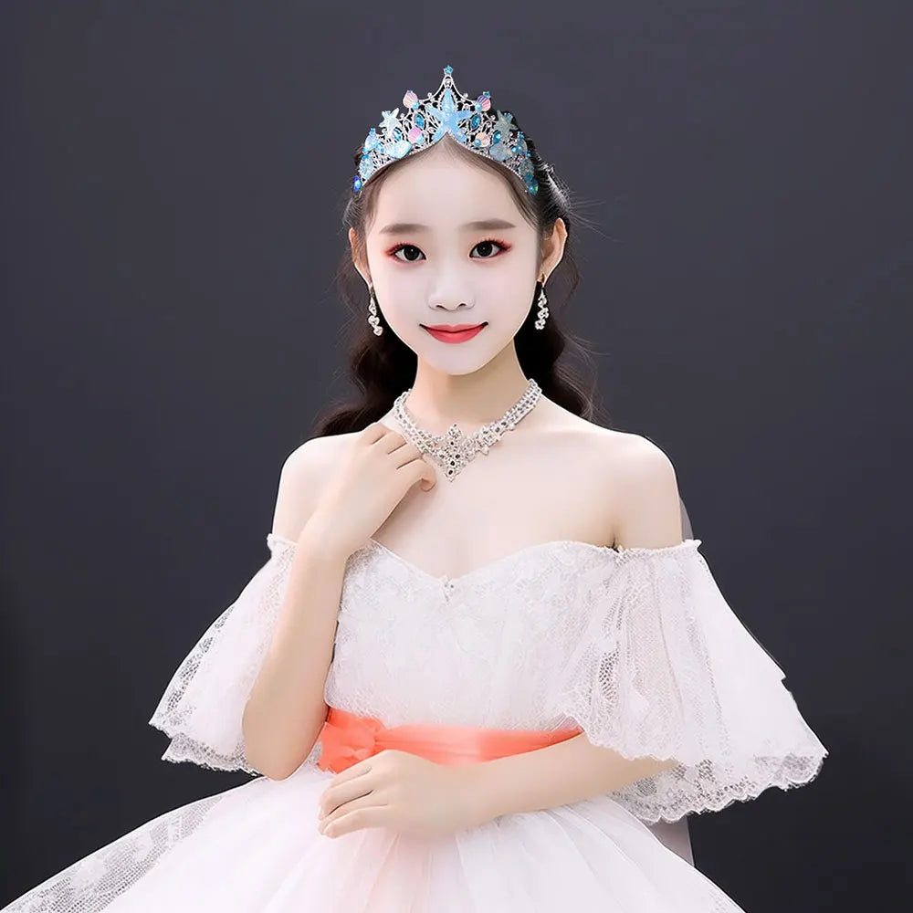 KMVEXO Mermaid Fish Crowns Ocean Style Costume Seashell Starfish Tiaras for Women Girls Princess Birthday Party Hair Accessories