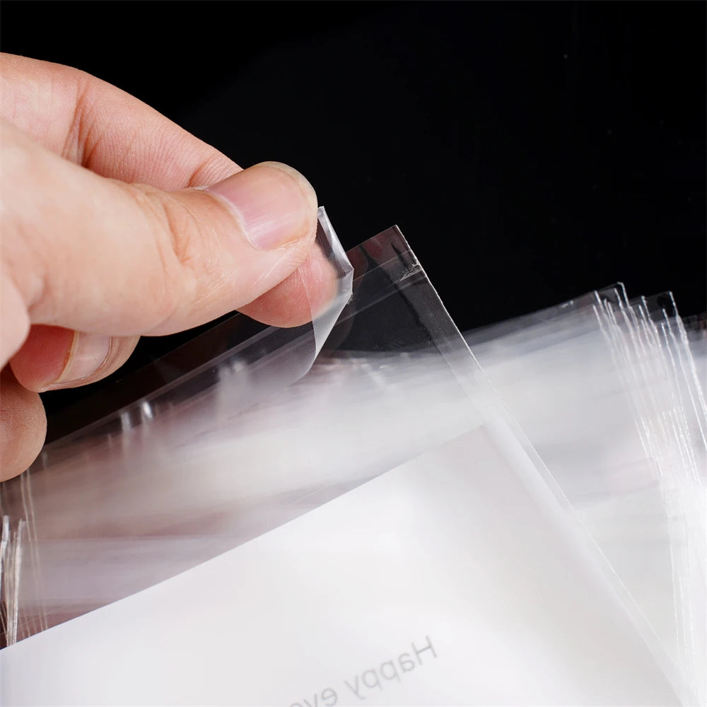 100pcs/lot Plastic Transparent Bags Self Adhesive Thank you Bag for DIY Candy Jewelry Display Packaging Cookies Storage Gift Bag