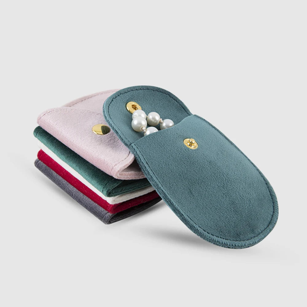 Jewellery Pouch Snap Button Soft Velvet Bag Envelope Jewelry Packaging Bag Wedding Gift Bracelet Necklace Earrings Rings Storage