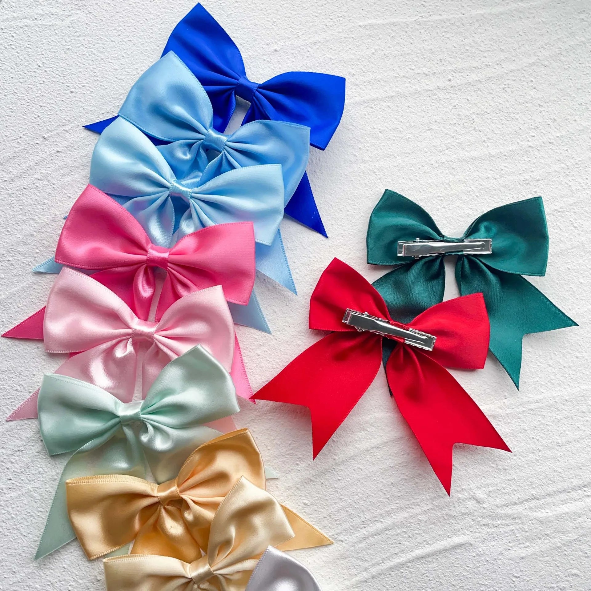 New Solid Color Ribbon Bows Hair Clip for Kids Girls Hairpins Barrettes Handmade Headwear Hair Accessories
