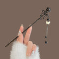 Classic Metal Hair Stick With Ink Flower Chinese Hanfu Hair Accessories Pearl Tassel Hairpin Cheongsam Decor Hair Bun Jewelry