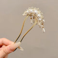 2025 New Hairpin Female Disc Hair Artifact U-shaped Fixed Four Toothed Insert Comb Hairpin Ancient Style Flower Headpiece