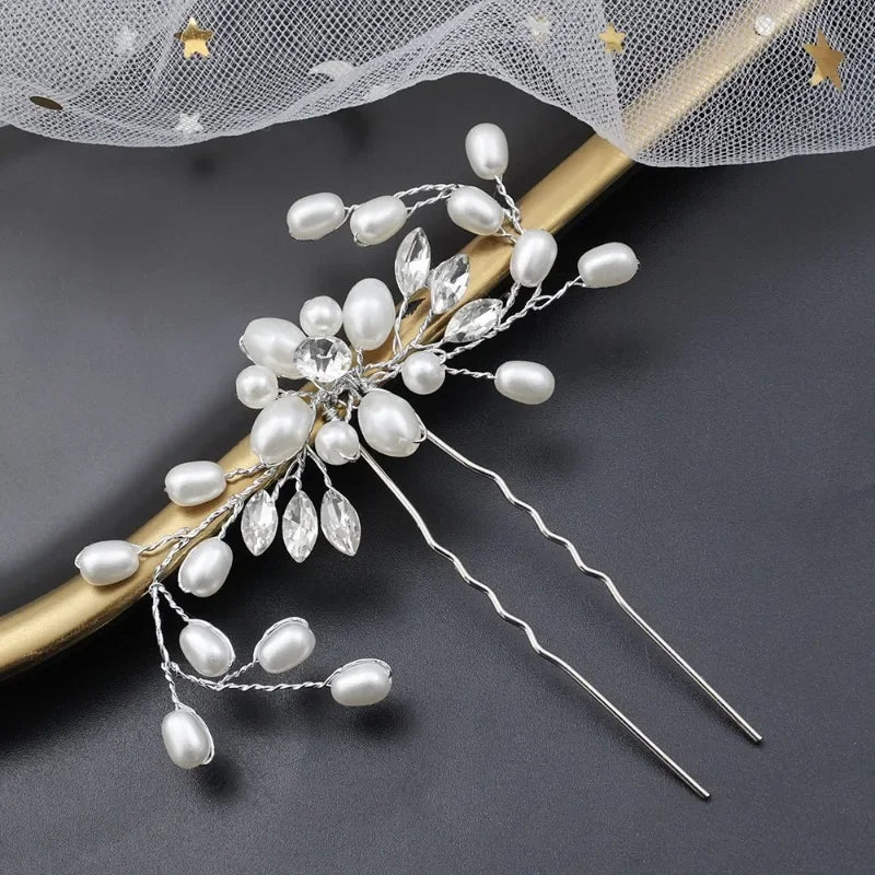 Women Pearl Hair Clips Bridal Tiaras Hair Comb Vine Bridesmaid Hairpins Barrettes Women Headwear Wedding Hair Pieces Jewelry