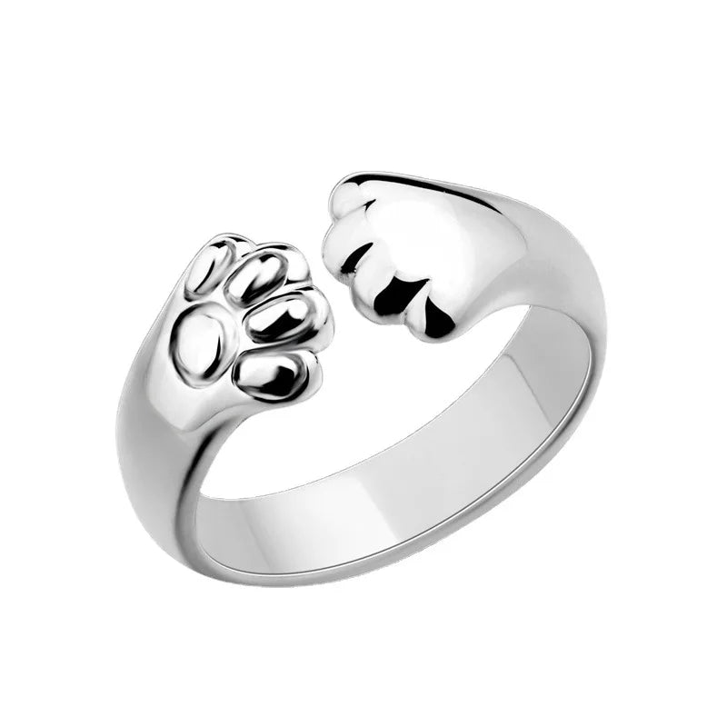 Cute Cat and Mouse Shape Open Ring for Women Antique Silver Color Modern Fashion Girls Finger Accessories Hip Hop Party Jewelry