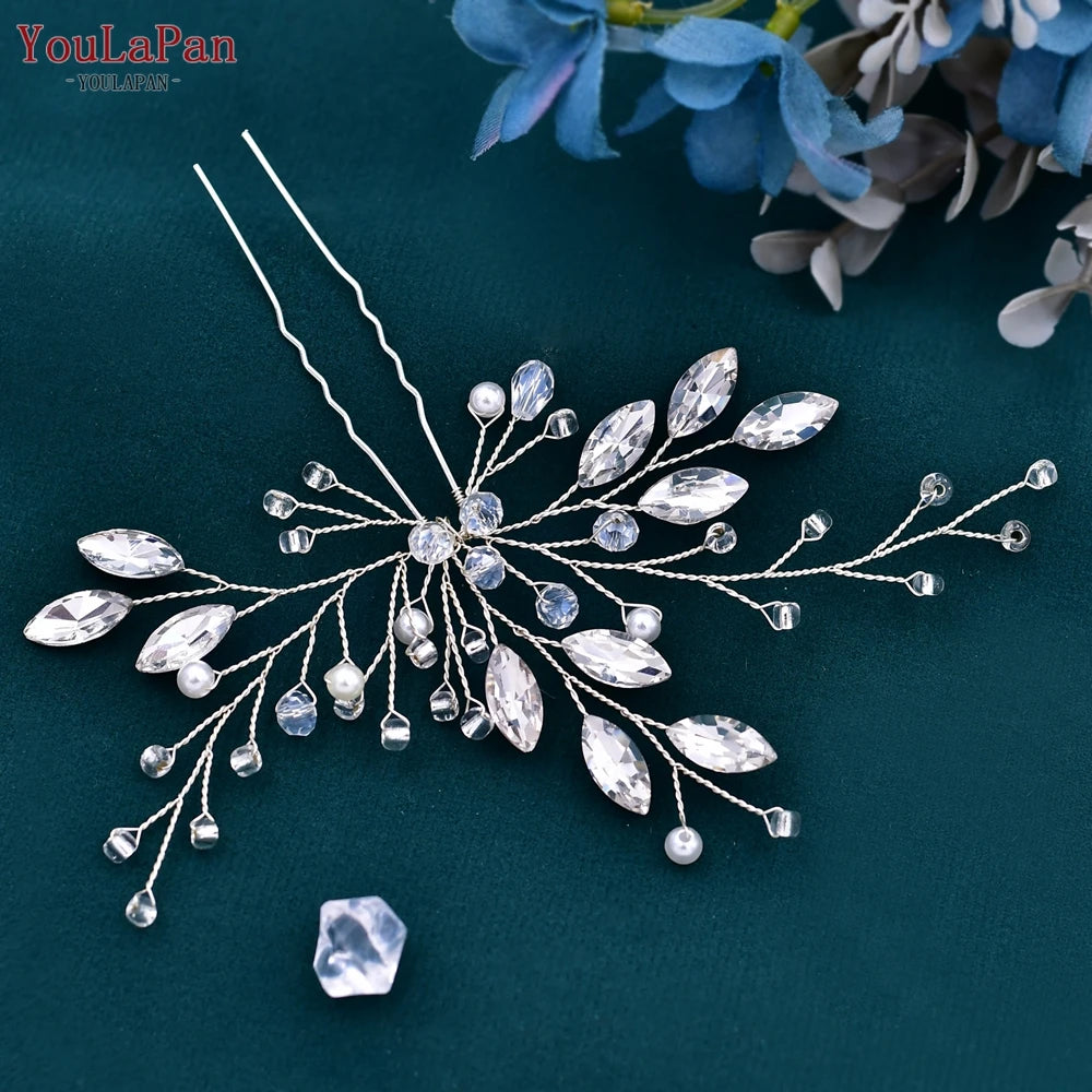 YouLaPan Crystal Hair Pin for Woman Bridal Girl Hairpin Wedding Hair Accessories Bride Hair Clip Bridesmaid Headdresses HP103-1