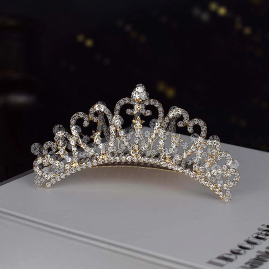 Simple Tiaras and Crown with Hair Combs for Little Princess Girls Kids Birthday Party Hair Jewelry Accessories Pearl Headpieces