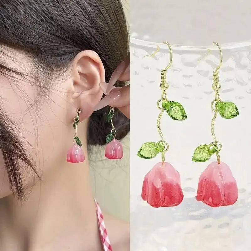 Green Crystal Butterfly Earrings