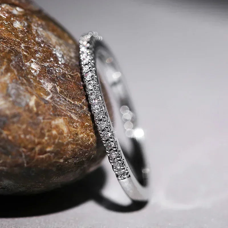 New 2026 Minimalist Thin Rings for Women Wedding Brilliant Cubic Zircon High Quality Versatile Female Finger Ring Jewelry
