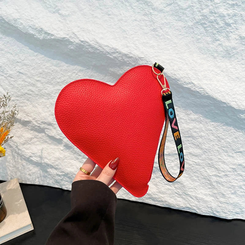 Heart Shape PU Bag Wild Student Women Handbags Shoulder Bag Female Japanese Harajuku Diagonal Crossbody Bags For Girl Pouch