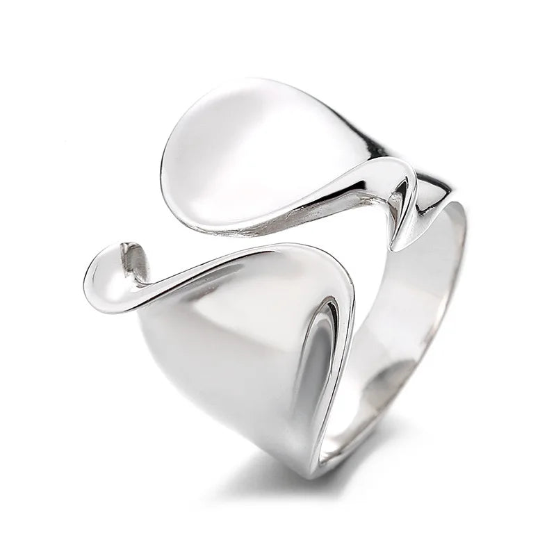 925 Sterling Silver Rings for Women Couple Minimalist Handmade Simple BIg Ring Party Jewelry Gift Prevent Allergy