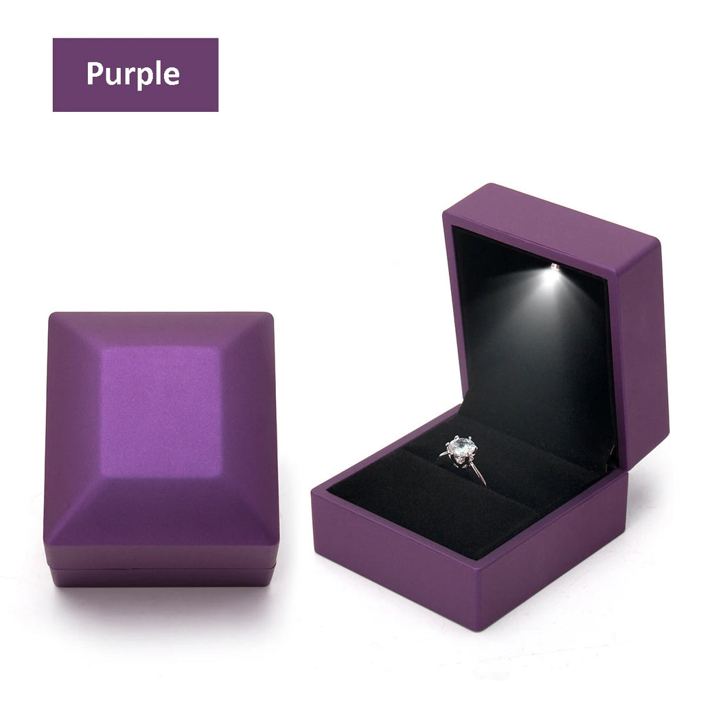 LED Jewelry Box for Ring Necklace Engagement Ring Display Gift Case Packaging Showcase Boxes with Light Storage Cases Wholesale