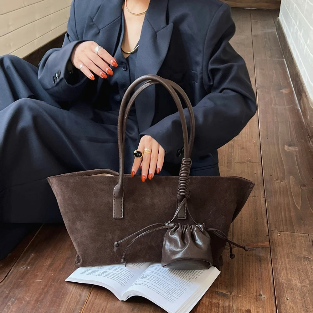 Motingsome Oversized Suede Tote Bag Women Shoulder Handbag and Purses Luxury Design Bags Roomy Casual Tote Large Capacity New In