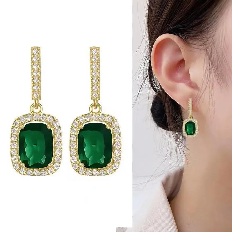 Green Crystal Butterfly Earrings