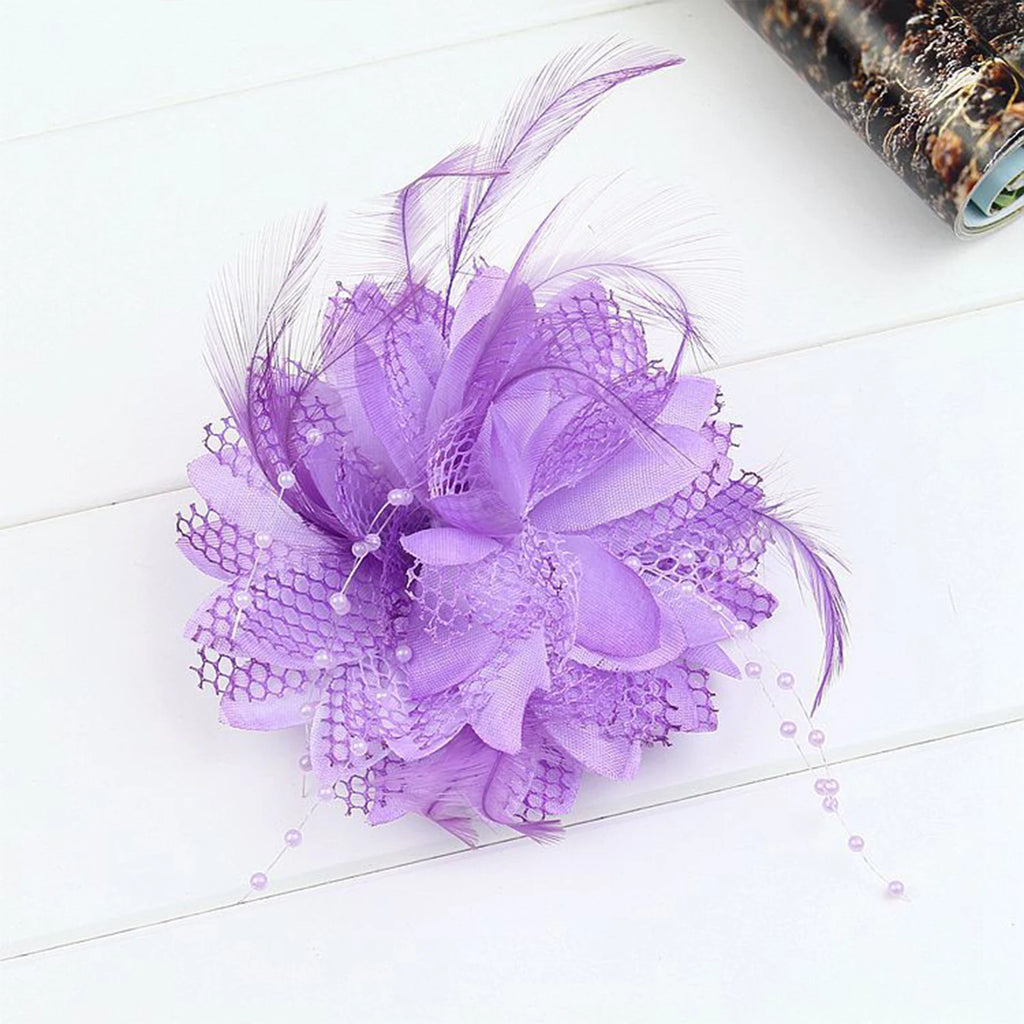 Women's Fashion Flower Feather Beads Corsage Hair Clip Bridal Hairband Bride Barrettes Hair Accessories For Party Dancing