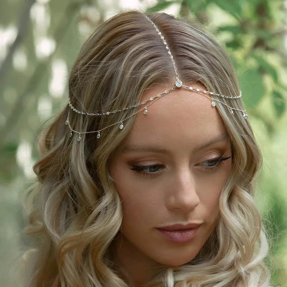 New Personality Trendy Multi-layered Crystal Hair Accessories for Women Luxury Shiny Bride Hair Jewelry Party Accessories Gift