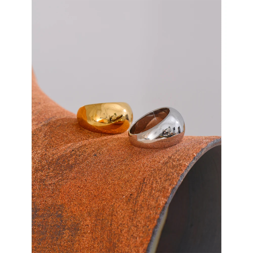 Yhpup 6789# High Quality Textured Minimalist Stainless Steel Glossy Smooth Metal Chunky Ring 18K PVD Plated Classic Jewelry Gift