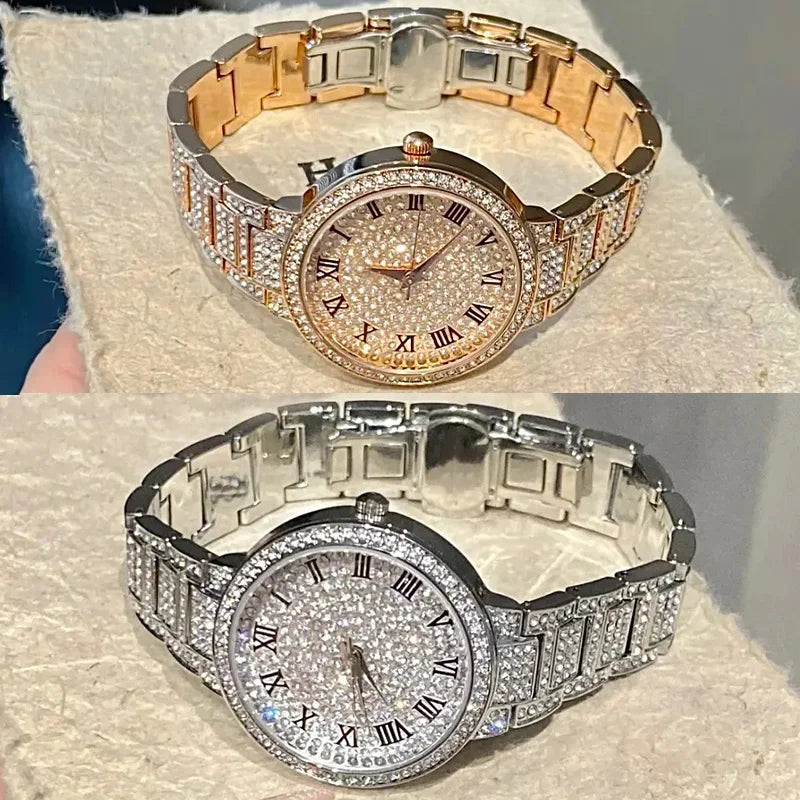 Women Fashion Shining Rhinestone Watch Brand Quartz Bracelet Watches Zircon Crystal Elegant Wristwatch Clock Friend Girls Gifts