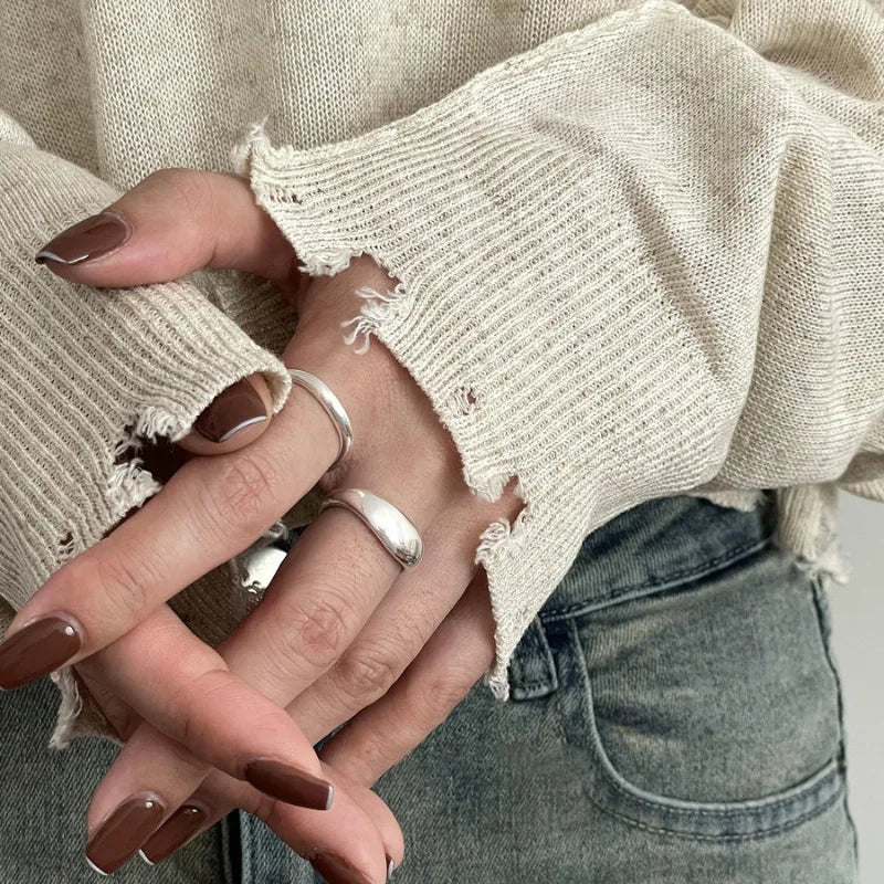 VENTFILLE 925 Sterling Silver Irregular Ring for Women Geometry Versatile Minimalism  Accessories Jewelry Gift Dropshipping