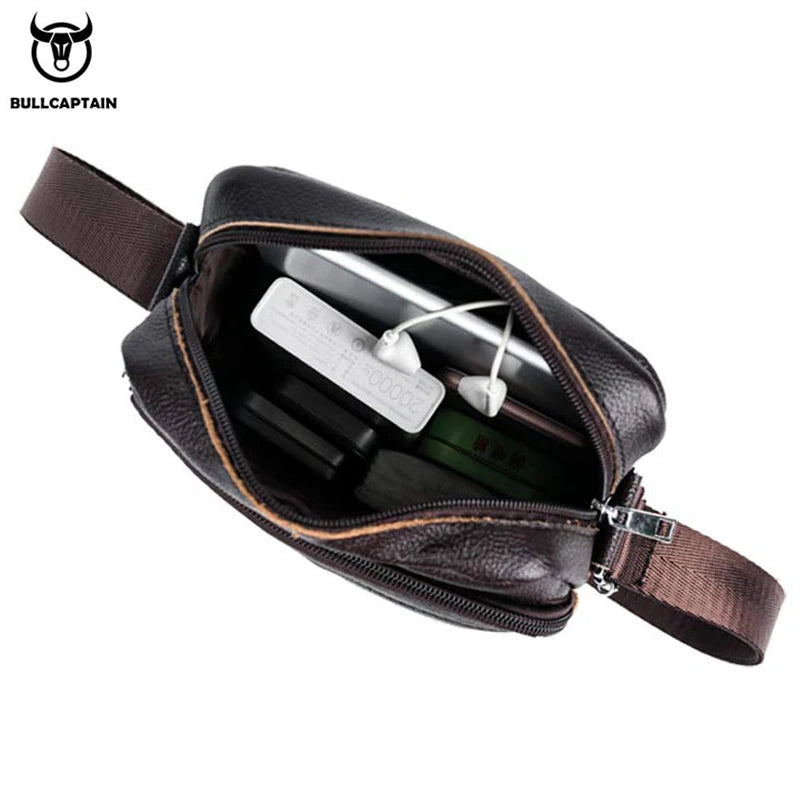 BULLCAPTAINN Brand Men Messenger Bag High Quality Leather Shoulder Bags For Men Business Travel Crossbody Bags Male Mini Bag's