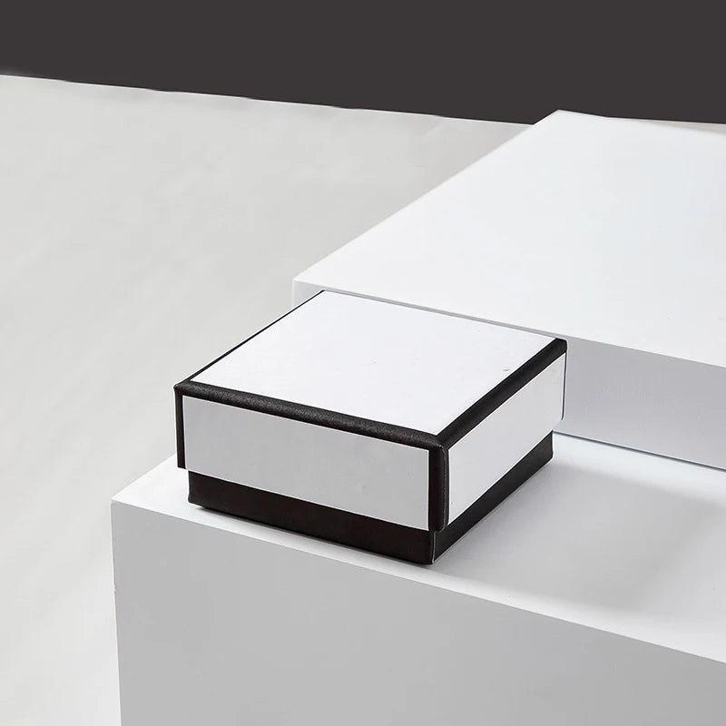 1pcs Kraft Gift Boxes Black White Paper Small Case Cardboard Rings Earrings Bracelet Necklace Jewelry Packing Carton Box