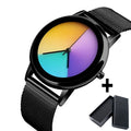 New Unique Women Watch Fashion Casual Colorful Changing Dial Quartz Wriswatch Simple Ultrathin Steel Lady Watches Special Gift