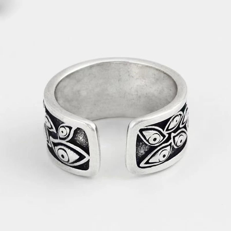 Retro Devils Eyes Ring For Men Silver Color Punk Gothic Adjustable Cuff Ring Rock HipHop Handmade Jewelry Accessories Man Gift