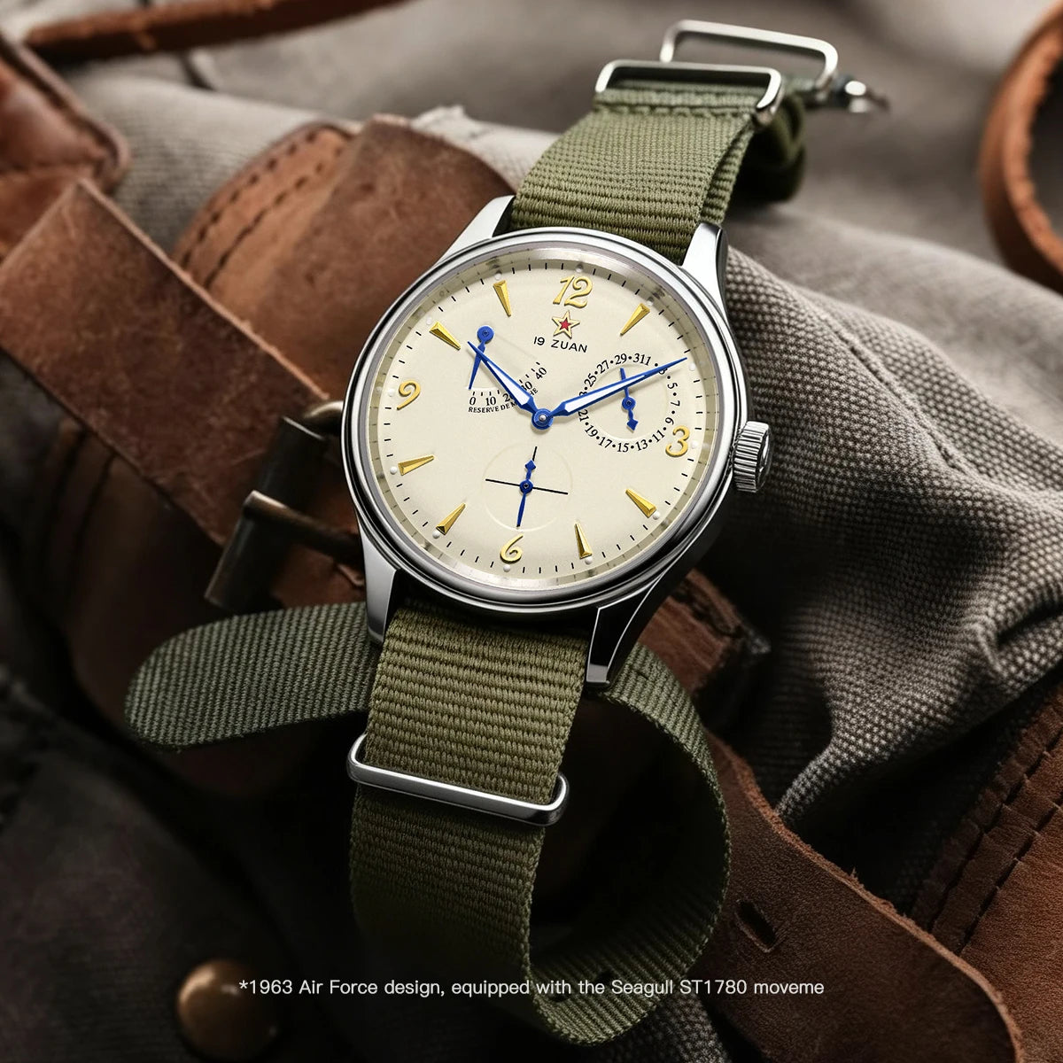 New 1963 40mm Mens Pilot Automatic Mechanical Watch Seagull ST17 Sapphire Crystal Waterproof Retro Style